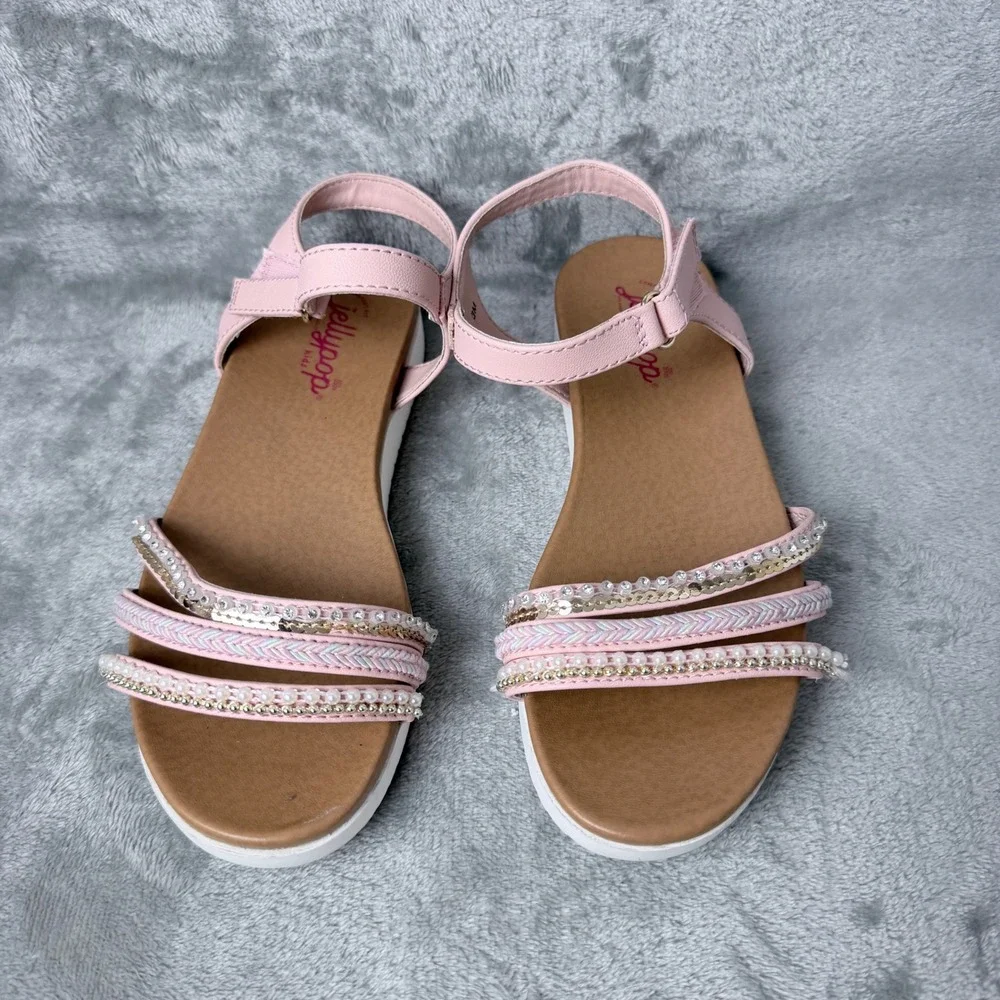 Jellypop Sandals Girls 3M Pink Embellished Pearl Sequin Strappy Comfort Platform